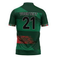 Custom Bangladesh Cricket Spirit 2026 Zipper Polo Shirt World T20 Edition - Rising Sun - Wonder Print Shop