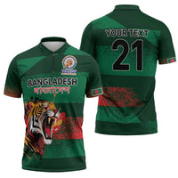 Custom Bangladesh Cricket Spirit 2026 Zipper Polo Shirt World T20 Edition - Rising Sun - Wonder Print Shop