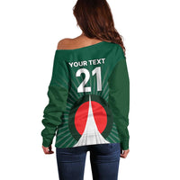 Custom Bangladesh Cricket Spirit 2026 Off Shoulder Sweater World T20 Edition - Bengal Tiger - Wonder Print Shop