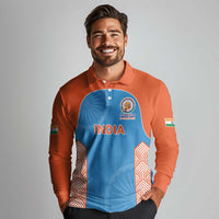 Custom India Cricket Spirit 2026 Long Sleeve Polo Shirt World T20 Edition - Wonder Print Shop