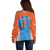 Custom India Cricket Spirit 2026 Off Shoulder Sweater World T20 Edition - Wonder Print Shop