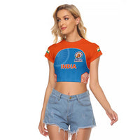 Custom India Cricket Spirit 2026 Raglan Cropped T Shirt World T20 Edition - Wonder Print Shop