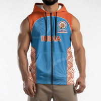 Custom India Cricket Spirit 2026 Sleeveless Zip Hoodie World T20 Edition - Wonder Print Shop