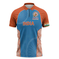 Custom India Cricket Spirit 2026 Zipper Polo Shirt World T20 Edition - Wonder Print Shop