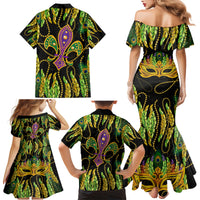 Feather Mask Mardi Gras Family Matching Mermaid Dress and Hawaiian Shirt LT9 - Wonder Print Shop