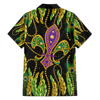 Feather Mask Mardi Gras Family Matching Short Sleeve Bodycon Dress and Hawaiian Shirt - Wonder Print Shop