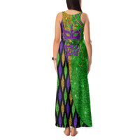 Peace Love Mardi Gras Tank Maxi Dress Carnival Masks With Feathers - Wonder Print Shop