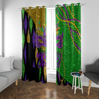 Peace Love Mardi Gras Window Curtain Carnival Masks With Feathers - Wonder Print Shop