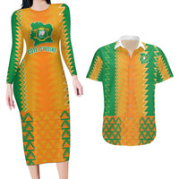 Custom Ivory Coast Football Couples Matching Long Sleeve Bodycon Dress and Hawaiian Shirt Les Elephants 2024 Sporty Style LT9 - Wonder Print Shop
