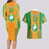 Custom Ivory Coast Football Couples Matching Long Sleeve Bodycon Dress and Hawaiian Shirt Les Elephants 2024 Sporty Style LT9 - Wonder Print Shop