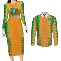 Custom Ivory Coast Football Couples Matching Long Sleeve Bodycon Dress and Long Sleeve Button Shirt Les Elephants 2024 Sporty Style LT9 - Wonder Print Shop