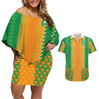 Custom Ivory Coast Football Couples Matching Off Shoulder Short Dress and Hawaiian Shirt Les Elephants 2024 Sporty Style LT9 - Wonder Print Shop