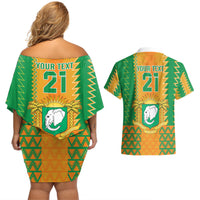 Custom Ivory Coast Football Couples Matching Off Shoulder Short Dress and Hawaiian Shirt Les Elephants 2024 Sporty Style LT9 - Wonder Print Shop