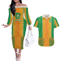 Custom Ivory Coast Football Couples Matching Off The Shoulder Long Sleeve Dress and Hawaiian Shirt Les Elephants 2024 Sporty Style LT9 - Wonder Print Shop
