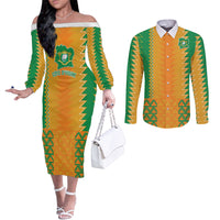 Custom Ivory Coast Football Couples Matching Off The Shoulder Long Sleeve Dress and Long Sleeve Button Shirt Les Elephants 2024 Sporty Style