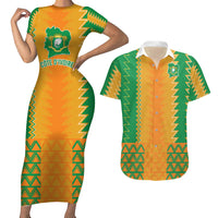Custom Ivory Coast Football Couples Matching Short Sleeve Bodycon Dress and Hawaiian Shirt Les Elephants 2024 Sporty Style LT9 - Wonder Print Shop