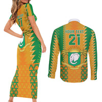 Custom Ivory Coast Football Couples Matching Short Sleeve Bodycon Dress and Long Sleeve Button Shirt Les Elephants 2024 Sporty Style LT9 - Wonder Print Shop