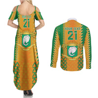 Custom Ivory Coast Football Couples Matching Summer Maxi Dress and Long Sleeve Button Shirt Les Elephants 2024 Sporty Style LT9 - Wonder Print Shop