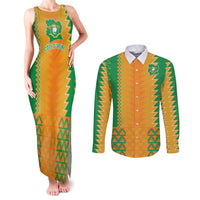 Custom Ivory Coast Football Couples Matching Tank Maxi Dress and Long Sleeve Button Shirt Les Elephants 2024 Sporty Style LT9 - Wonder Print Shop