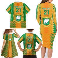 Custom Ivory Coast Football Family Matching Long Sleeve Bodycon Dress and Hawaiian Shirt Les Elephants 2024 Sporty Style LT9 - Wonder Print Shop