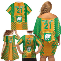 Custom Ivory Coast Football Family Matching Off Shoulder Short Dress and Hawaiian Shirt Les Elephants 2024 Sporty Style LT9 - Wonder Print Shop