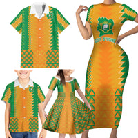 Custom Ivory Coast Football Family Matching Short Sleeve Bodycon Dress and Hawaiian Shirt Les Elephants 2024 Sporty Style - Wonder Print Shop