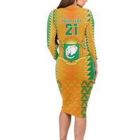 Custom Ivory Coast Football Long Sleeve Bodycon Dress Les Elephants 2024 Sporty Style - Wonder Print Shop