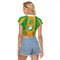 Custom Ivory Coast Football Raglan Cropped T Shirt Les Elephants 2024 Sporty Style - Wonder Print Shop
