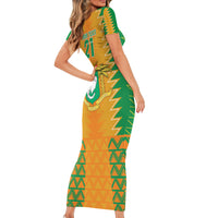 Custom Ivory Coast Football Short Sleeve Bodycon Dress Les Elephants 2024 Sporty Style - Wonder Print Shop