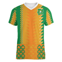 Custom Ivory Coast Football Women V Neck T Shirt Les Elephants 2024 Sporty Style - Wonder Print Shop