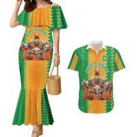 Custom Ivory Coast Football Couples Matching Mermaid Dress and Hawaiian Shirt The Champions Les Elephants 2024 LT9 - Wonder Print Shop