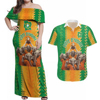 Custom Ivory Coast Football Couples Matching Off Shoulder Maxi Dress and Hawaiian Shirt The Champions Les Elephants 2024 LT9 - Wonder Print Shop