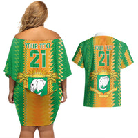 Custom Ivory Coast Football Couples Matching Off Shoulder Short Dress and Hawaiian Shirt The Champions Les Elephants 2024 LT9 - Wonder Print Shop
