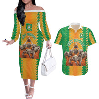 Custom Ivory Coast Football Couples Matching Off The Shoulder Long Sleeve Dress and Hawaiian Shirt The Champions Les Elephants 2024 LT9 - Wonder Print Shop