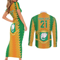 Custom Ivory Coast Football Couples Matching Short Sleeve Bodycon Dress and Long Sleeve Button Shirt The Champions Les Elephants 2024 LT9 - Wonder Print Shop