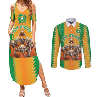 Custom Ivory Coast Football Couples Matching Summer Maxi Dress and Long Sleeve Button Shirt The Champions Les Elephants 2024 LT9 - Wonder Print Shop