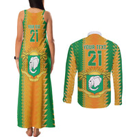 Custom Ivory Coast Football Couples Matching Tank Maxi Dress and Long Sleeve Button Shirt The Champions Les Elephants 2024 LT9 - Wonder Print Shop