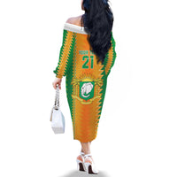 Custom Ivory Coast Football Family Matching Off Shoulder Long Sleeve Dress and Hawaiian Shirt The Champions Les Elephants 2024 - Wonder Print Shop