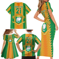 Custom Ivory Coast Football Family Matching Short Sleeve Bodycon Dress and Hawaiian Shirt The Champions Les Elephants 2024 - Wonder Print Shop