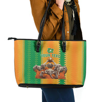 Custom Ivory Coast Football Leather Tote Bag The Champions Les Elephants 2024 - Wonder Print Shop