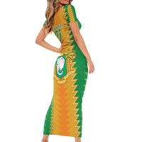 Custom Ivory Coast Football Short Sleeve Bodycon Dress The Champions Les Elephants 2024 - Wonder Print Shop