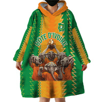 Custom Ivory Coast Football Wearable Blanket Hoodie The Champions Les Elephants 2024 - Wonder Print Shop