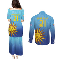 Custom Uruguay La Celeste Football Couples Matching Puletasi and Long Sleeve Button Shirt Go Champions 2024 LT9 - Wonder Print Shop