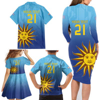 Custom Uruguay La Celeste Football Family Matching Long Sleeve Bodycon Dress and Hawaiian Shirt Go Champions 2024 LT9 - Wonder Print Shop