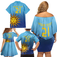 Custom Uruguay La Celeste Football Family Matching Off Shoulder Short Dress and Hawaiian Shirt Go Champions 2024 LT9 - Wonder Print Shop