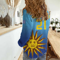 Custom Uruguay La Celeste Football Women Casual Shirt Go Champions 2024 - Wonder Print Shop