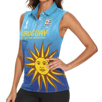 Custom Uruguay La Celeste Football Women Sleeveless Polo Shirt Go Champions 2024 - Wonder Print Shop