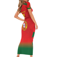 Custom Portugal Football Short Sleeve Bodycon Dress Come On A Selecao das Quinas - Wonder Print Shop