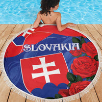 Slovakia Flag Mixed Rose Flowers Beach Blanket LT9 - Wonder Print Shop