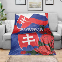 Slovakia Flag Mixed Rose Flowers Blanket